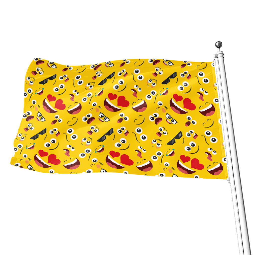 Funny Emoji Pattern Print Flag