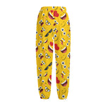 Funny Emoji Pattern Print Fleece Lined Knit Pants