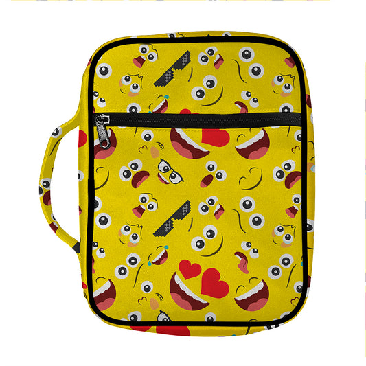 Funny Emoji Pattern Print Front Pocket Bible Bag