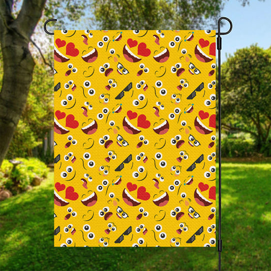 Funny Emoji Pattern Print Garden Flag