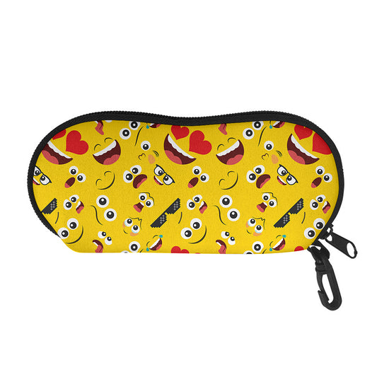 Funny Emoji Pattern Print Glasses Case