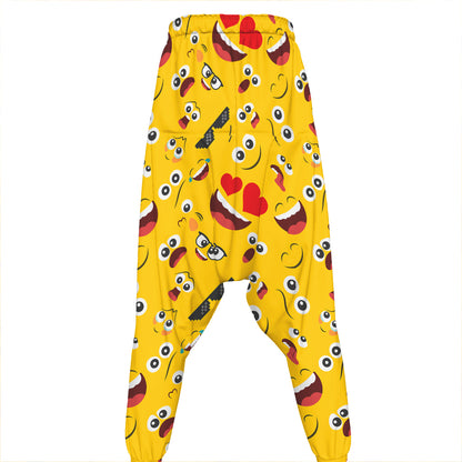 Funny Emoji Pattern Print Hammer Pants