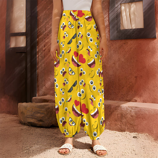 Funny Emoji Pattern Print Harem Pants