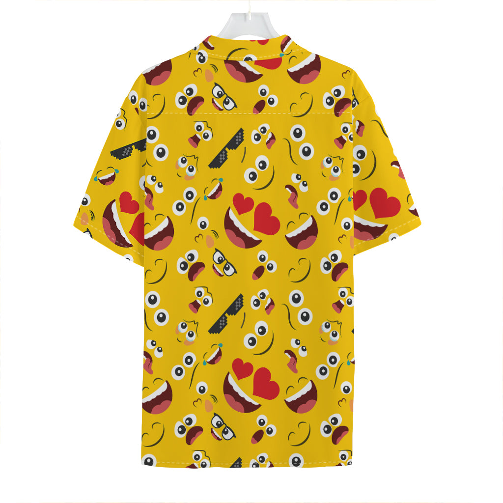 Funny Emoji Pattern Print Hawaiian Shirt