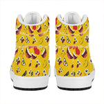 Funny Emoji Pattern Print High Top Leather Sneakers