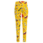 Funny Emoji Pattern Print High-Waisted Pocket Leggings