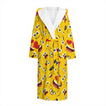 Funny Emoji Pattern Print Hooded Bathrobe