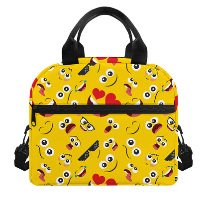 Funny Emoji Pattern Print Insulated Lunch Bag