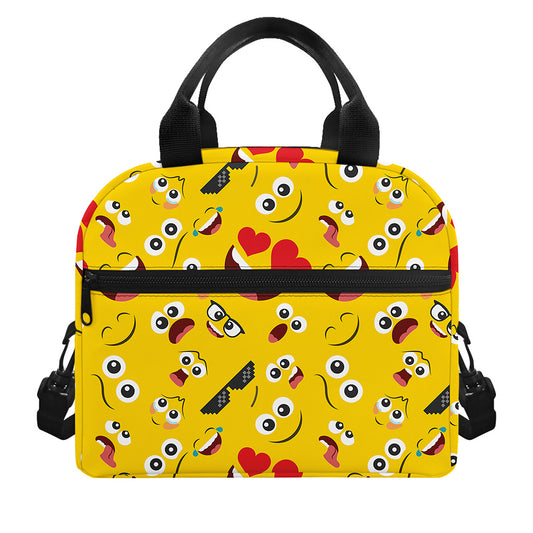 Funny Emoji Pattern Print Insulated Lunch Bag