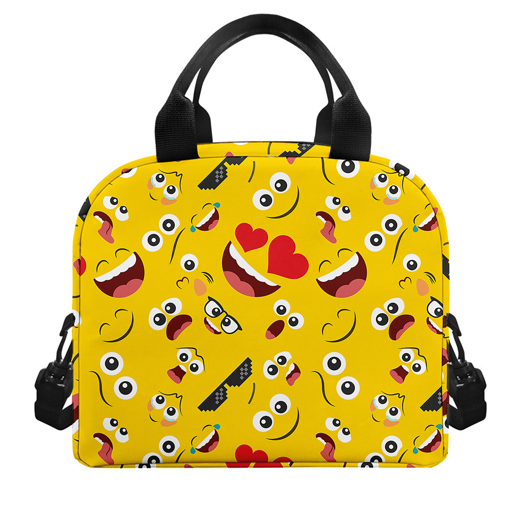 Funny Emoji Pattern Print Insulated Lunch Bag