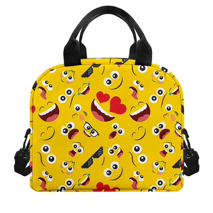Funny Emoji Pattern Print Insulated Lunch Bag