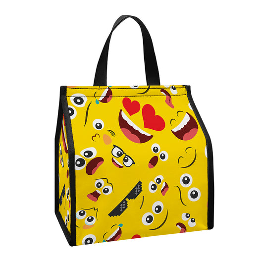 Funny Emoji Pattern Print Insulated Lunch Tote