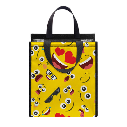 Funny Emoji Pattern Print Insulated Lunch Tote