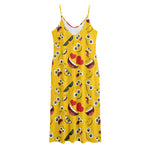 Funny Emoji Pattern Print Jersey Midi Cami Dress