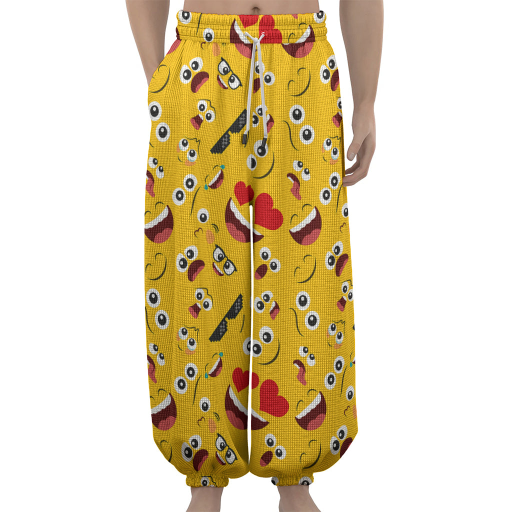 Funny Emoji Pattern Print Lantern Pants