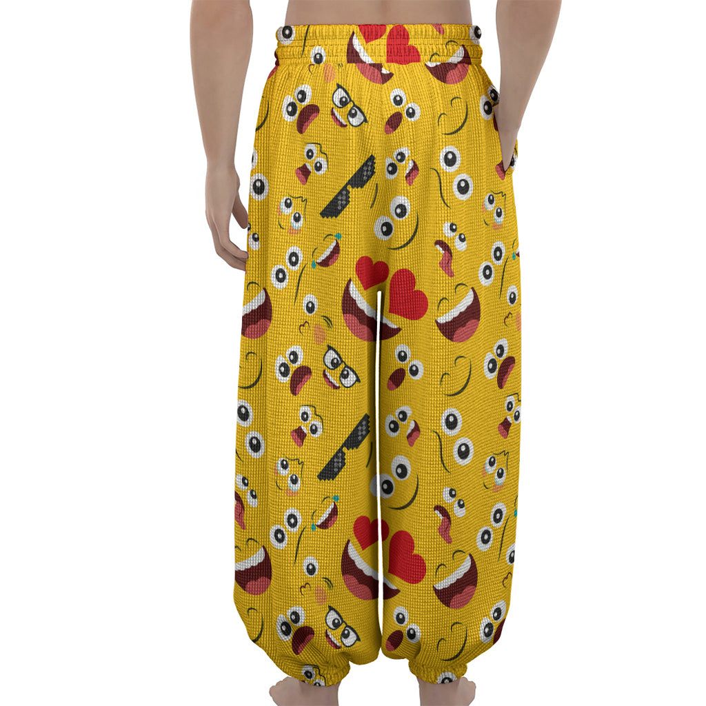 Funny Emoji Pattern Print Lantern Pants