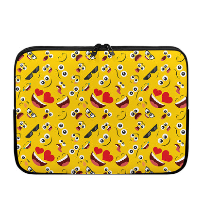 Funny Emoji Pattern Print Laptop Sleeve