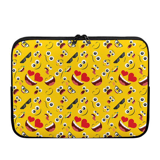 Funny Emoji Pattern Print Laptop Sleeve