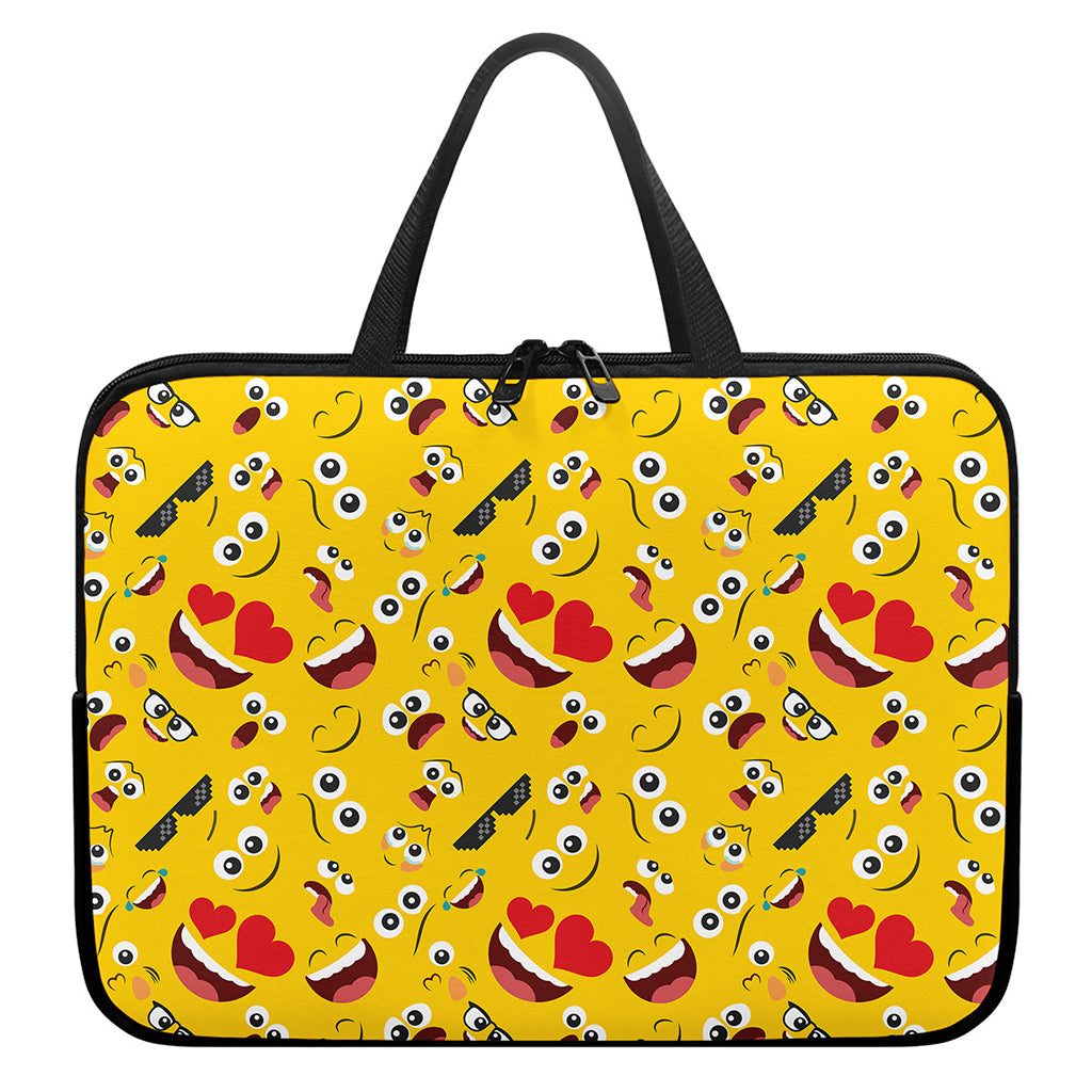 Funny Emoji Pattern Print Laptop Sleeve With Handle
