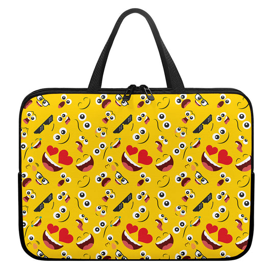 Funny Emoji Pattern Print Laptop Sleeve With Handle