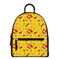 Funny Emoji Pattern Print Leather Backpack