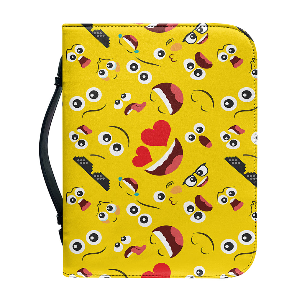 Funny Emoji Pattern Print Leather Bible Cover