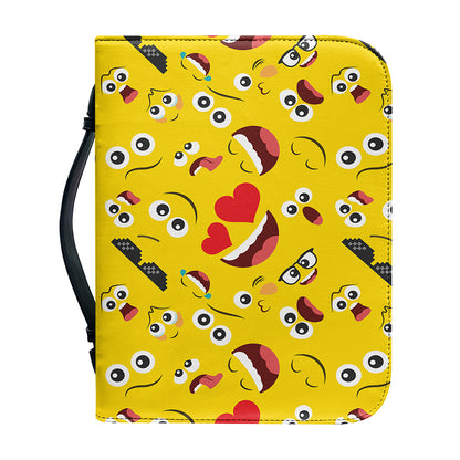 Funny Emoji Pattern Print Leather Bible Cover