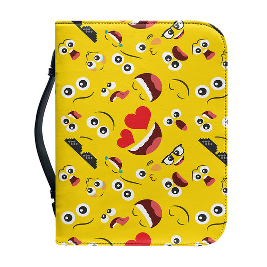 Funny Emoji Pattern Print Leather Bible Cover