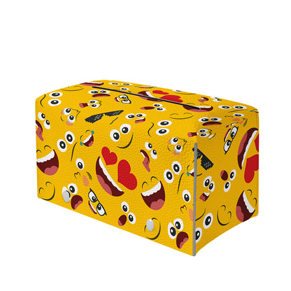 Funny Emoji Pattern Print Leather Tissue Box Cover