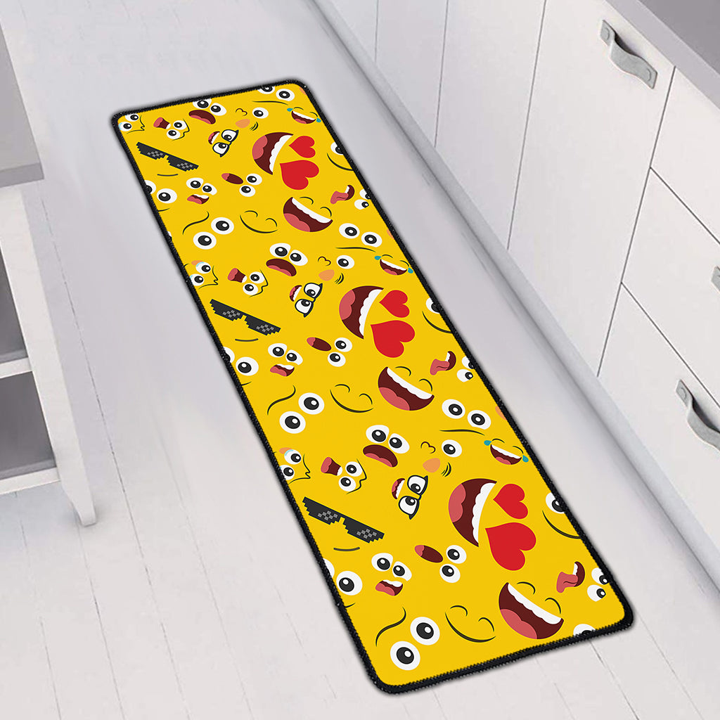 Funny Emoji Pattern Print Long Kitchen Mat