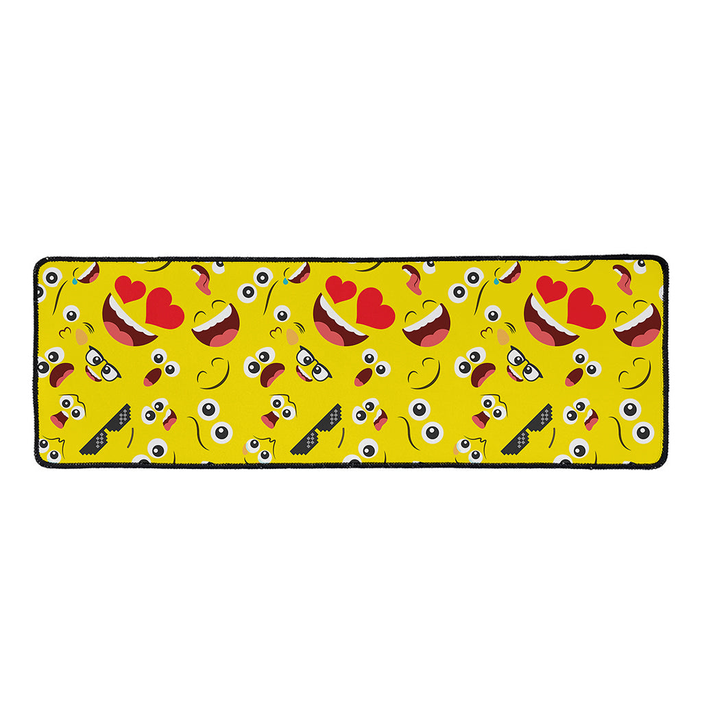 Funny Emoji Pattern Print Long Kitchen Mat