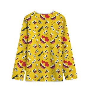 Funny Emoji Pattern Print Long Sleeve Short Coat