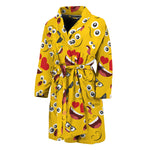 Funny Emoji Pattern Print Men's Bathrobe