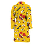 Funny Emoji Pattern Print Men's Bathrobe