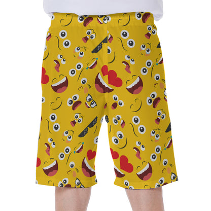 Funny Emoji Pattern Print Men's Beach Shorts