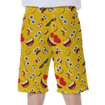 Funny Emoji Pattern Print Men's Beach Shorts