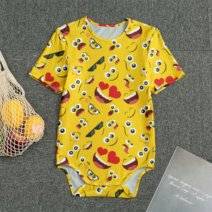 Funny Emoji Pattern Print Men's Bodysuit