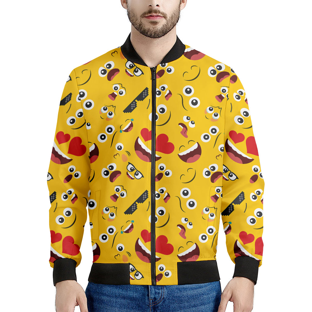 Funny Emoji Pattern Print Men's Bomber Jacket