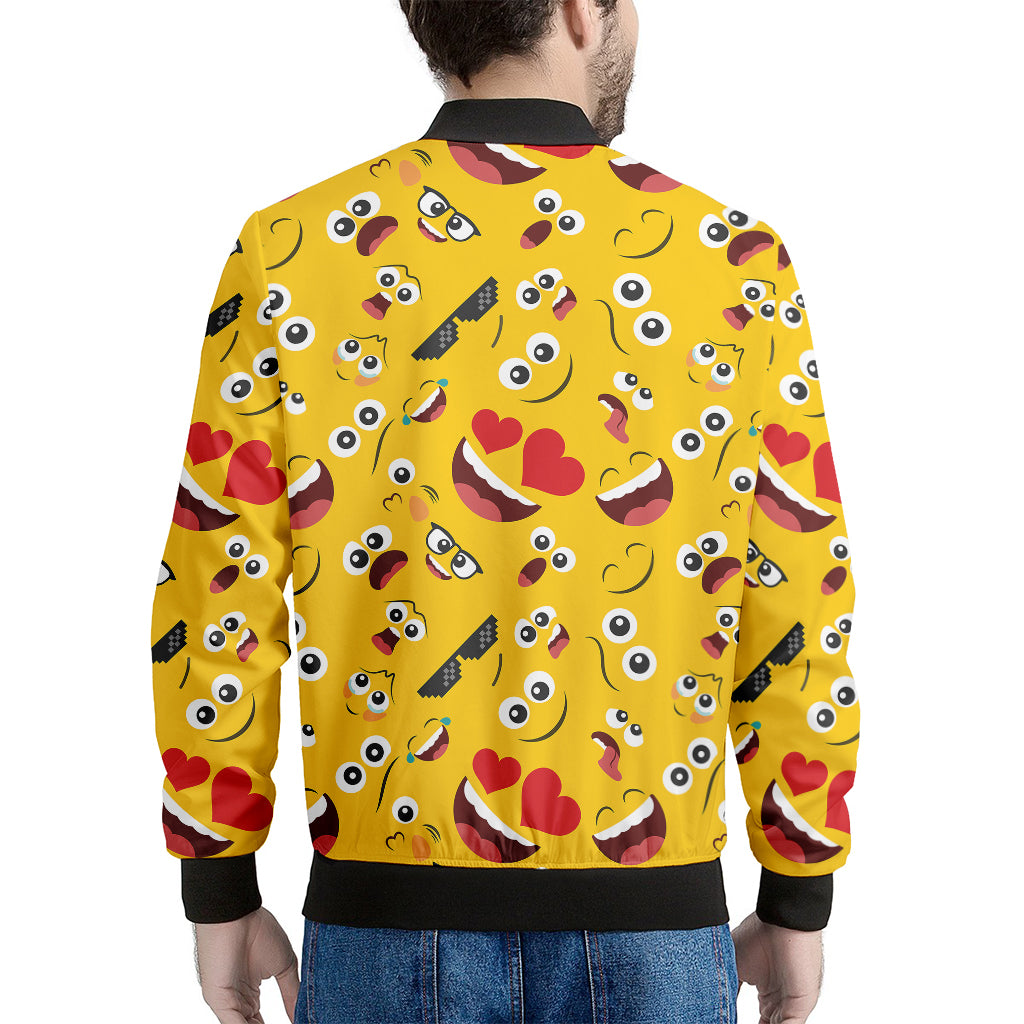 Funny Emoji Pattern Print Men's Bomber Jacket