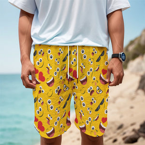 Funny Emoji Pattern Print Men's Cargo Shorts