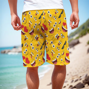 Funny Emoji Pattern Print Men's Cargo Shorts