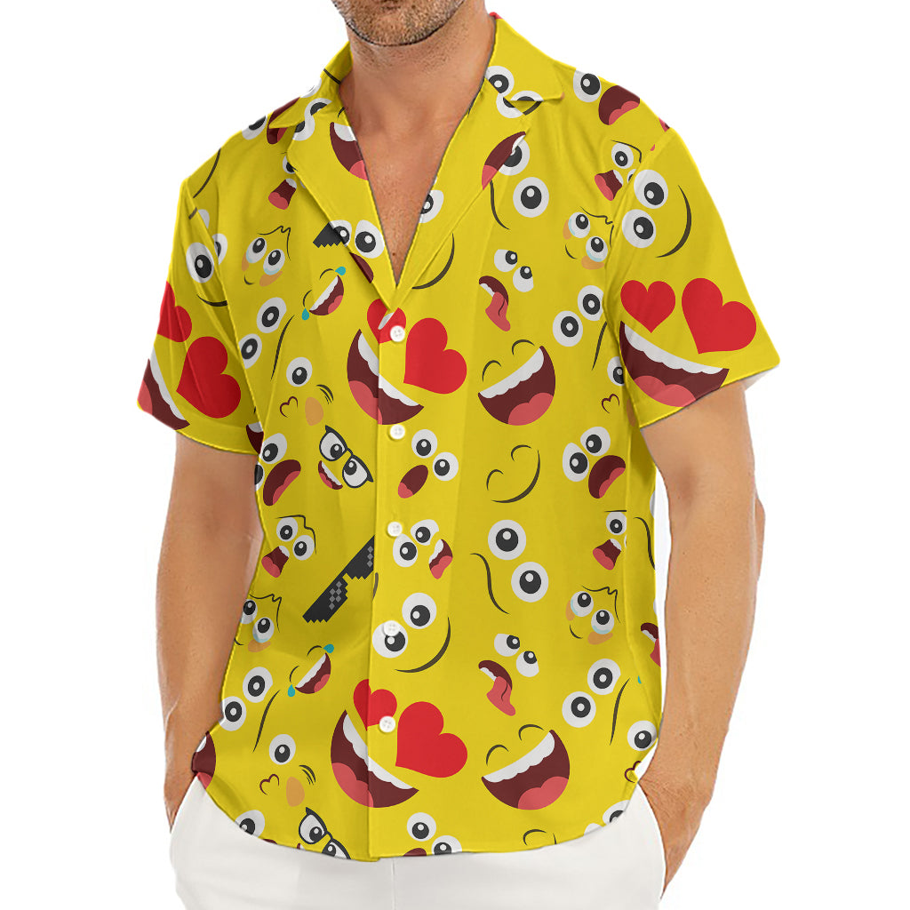 Funny Emoji Pattern Print Men's Deep V-Neck Shirt