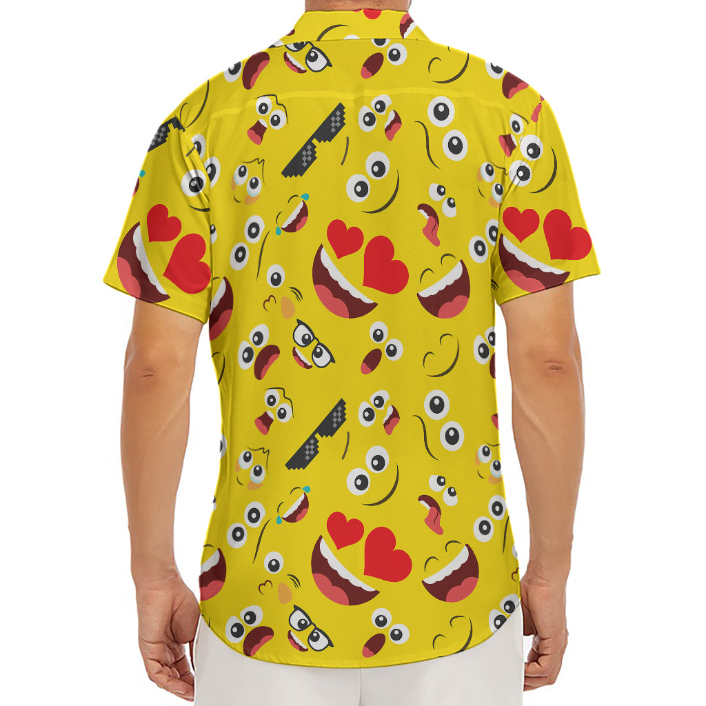 Funny Emoji Pattern Print Men's Deep V-Neck Shirt