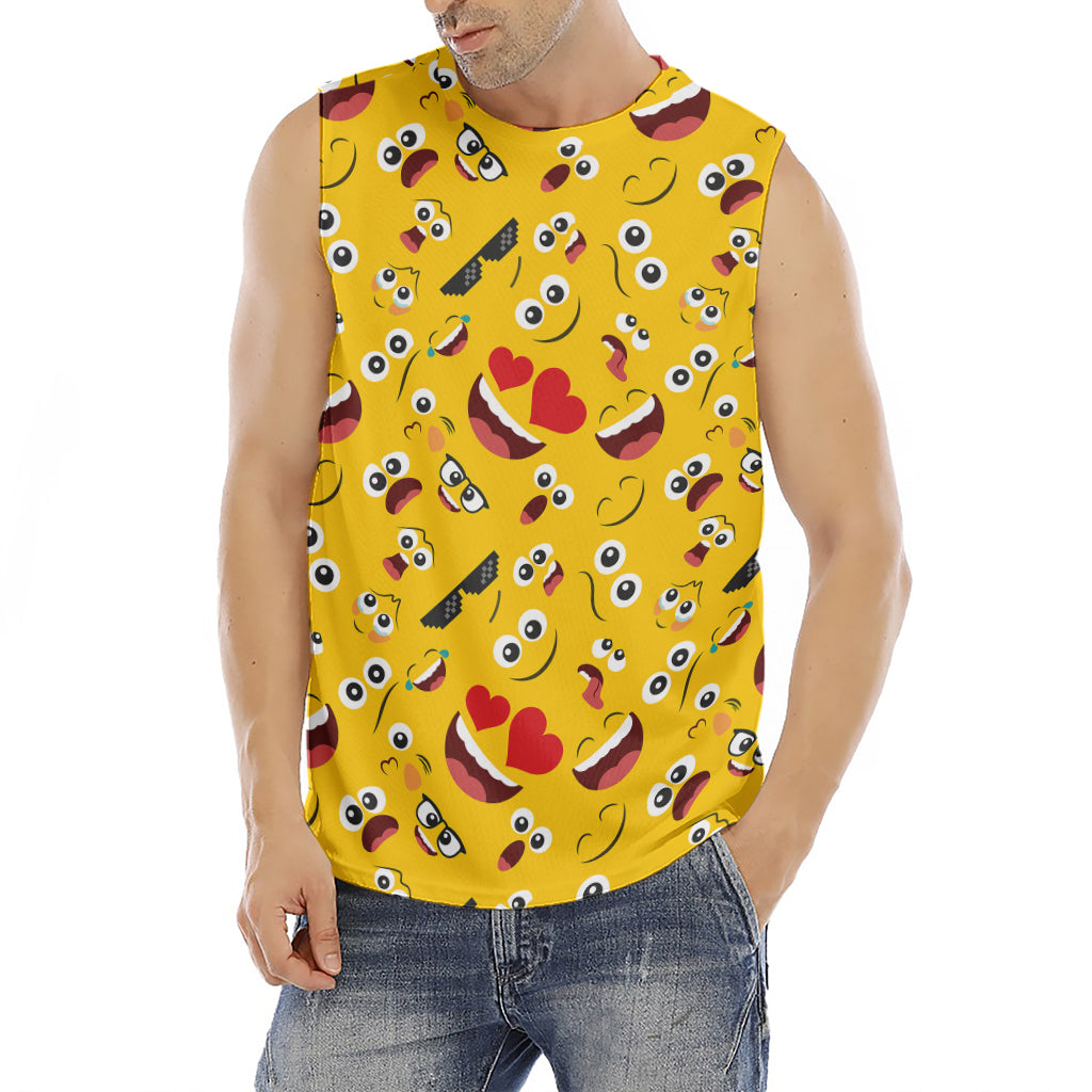 Funny Emoji Pattern Print Men's Fitness Tank Top