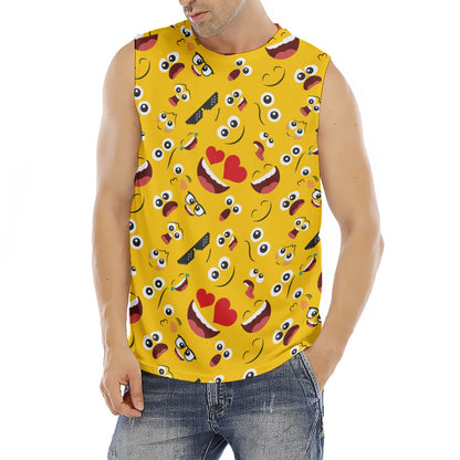 Funny Emoji Pattern Print Men's Fitness Tank Top