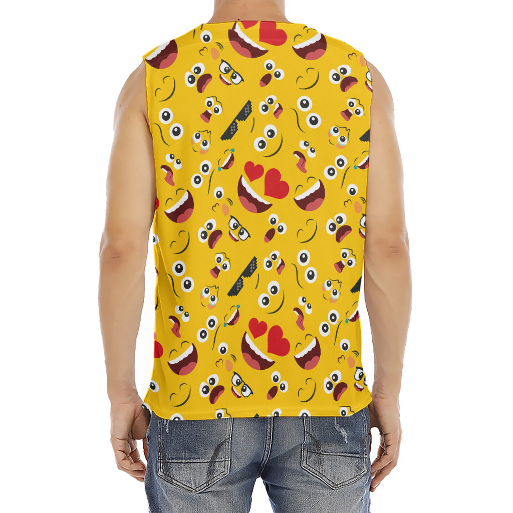 Funny Emoji Pattern Print Men's Fitness Tank Top