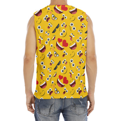Funny Emoji Pattern Print Men's Fitness Tank Top