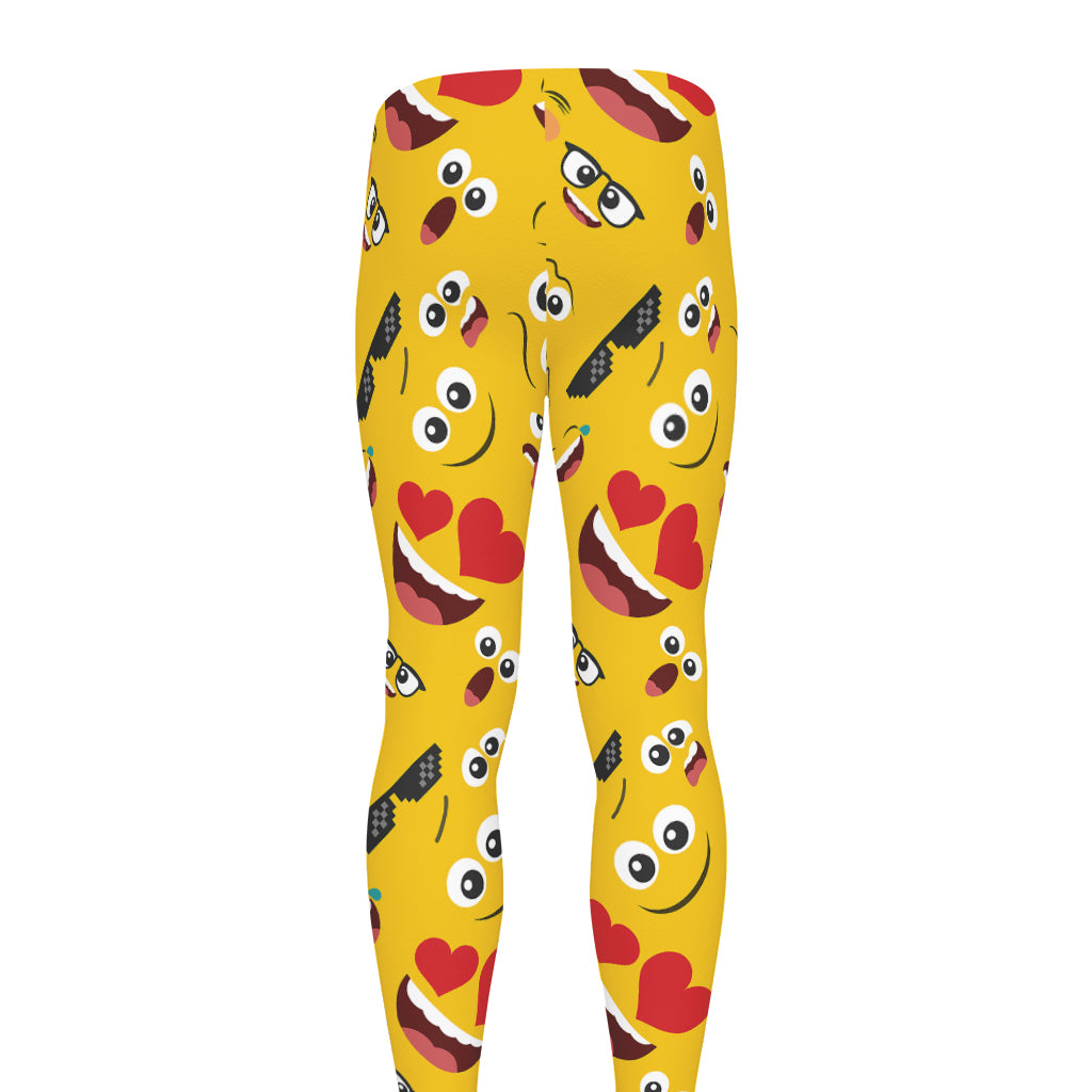 Funny Emoji Pattern Print Men's leggings