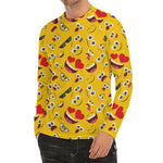 Funny Emoji Pattern Print Men's Long Sleeve Rash Guard