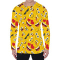 Funny Emoji Pattern Print Men's Long Sleeve T-Shirt